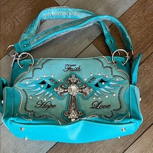 Turquoise Embellished Women's Bag